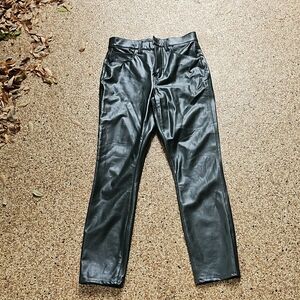 Veronica Beard Jeans Maera Vegan Leather Skinny Pants Sz 27 Dark Green